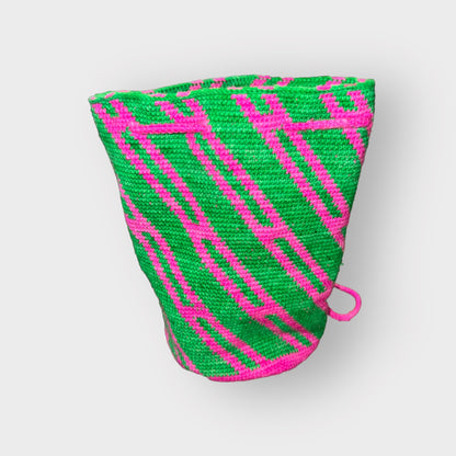 Blacklight Reactive Neon Pink and Green Drawstring Backpack
