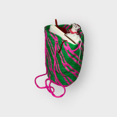 Blacklight Reactive Neon Pink and Green Drawstring Backpack